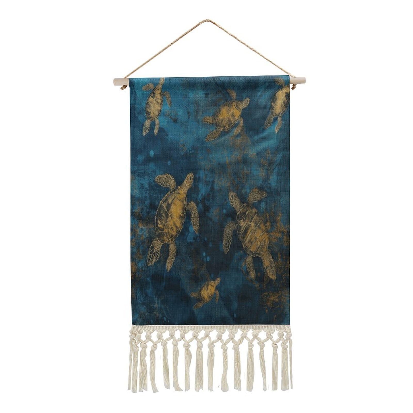 Adfgyerh Style Sea Turtle1 Tapestry With Tassels Cotton And Linen Hanging Posters, Wall Art For Travel Gift, Wall Tapestry For Office Home Decor Bedroom Living Room Decor