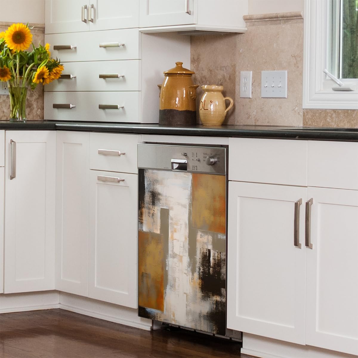 Dishwasher Magnet Cover Modern Marble Colorful Dishwasher Decorative Cover Front Dishwasher Door Cover Reuseable Dishwasher Cover Panel Decal for Kitchen Refrigerator Home Appliances 23" X 26"