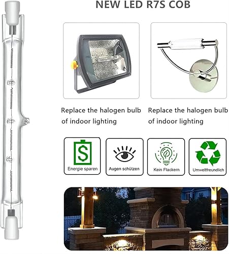 Miniatura 4 de CMYBEN Paquete de 4 bombillas halógenas regulables R7S de 4.646 in, 300 W, 120 V, 4500 lúmenes, ángulo de haz de 360, tipo J de doble extremo,