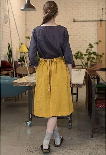 Miniatura 5 de Cityelf Delantal blanco vintage para disfraz de sirvienta, delantal blanco victoriano, 2 bolsillos, delantal de algodón con volantes para cocinar,