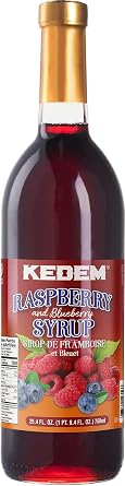 Kedem Real Raspberry and Blueberry Syrup 25.4oz | Made with Real Berries | Nostalgic Taste, Perfect for Drinks, Desserts and More!