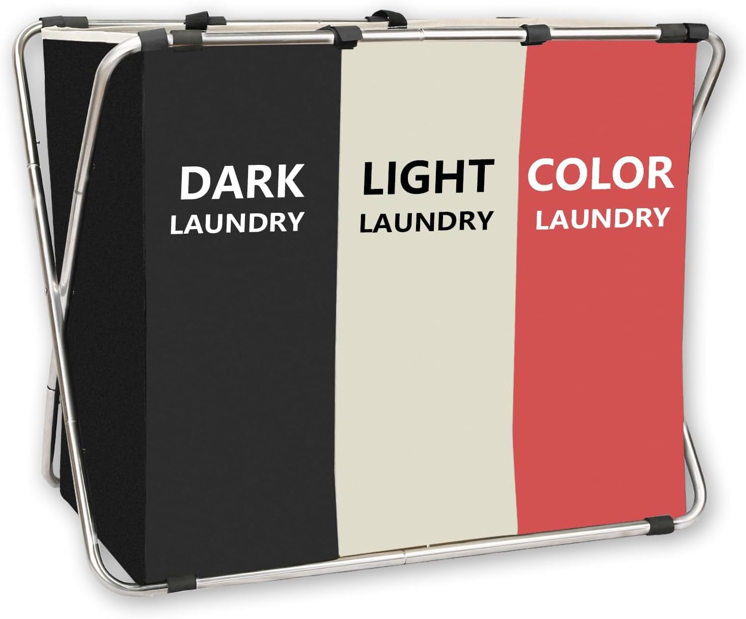 3 Compartments Laundry Basket, 180L Large Laundry Hamper featuring Removable Bags; 3-Section Laundry Sorter;Premium Collapsible Laundry Basket (Red)