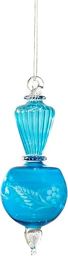 Adornos de cristal grabados turquesa hechos a mano, adorno de Navidad, adornos de Navidad con diseños personalizables, bolas de Navidad para