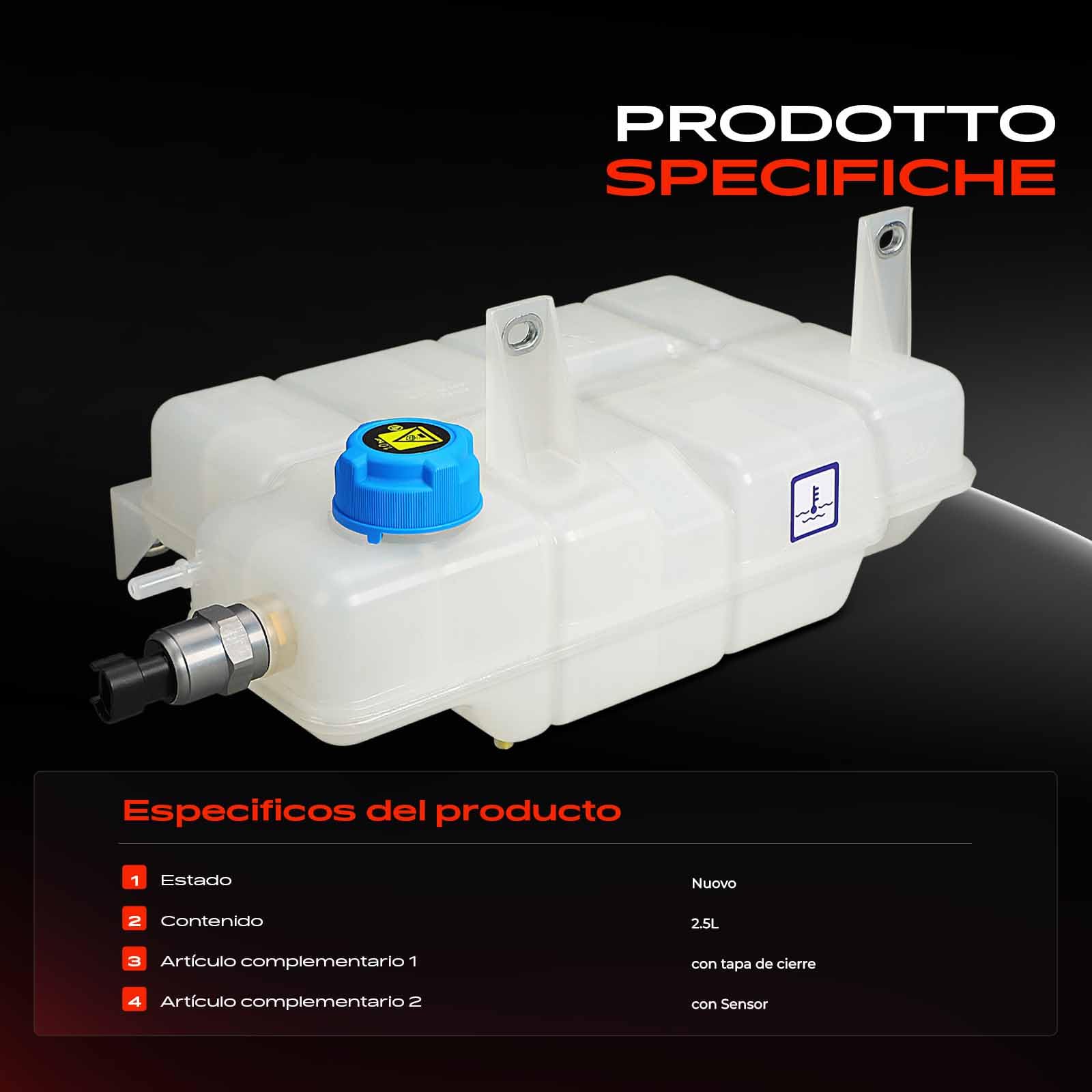 Frankberg Depósito de compensación Depósito de refrigerante con Tapa Compatible con Daily V Daily VI Replace# 5801303409, 5801303414