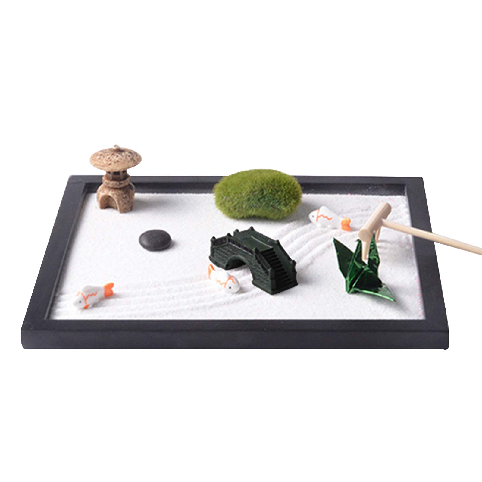 Zen Garden, Mini Jardín Zen Meditation Rock and Sand Garden con Rastrillo para la Oficina en Casa Relajación y Meditación