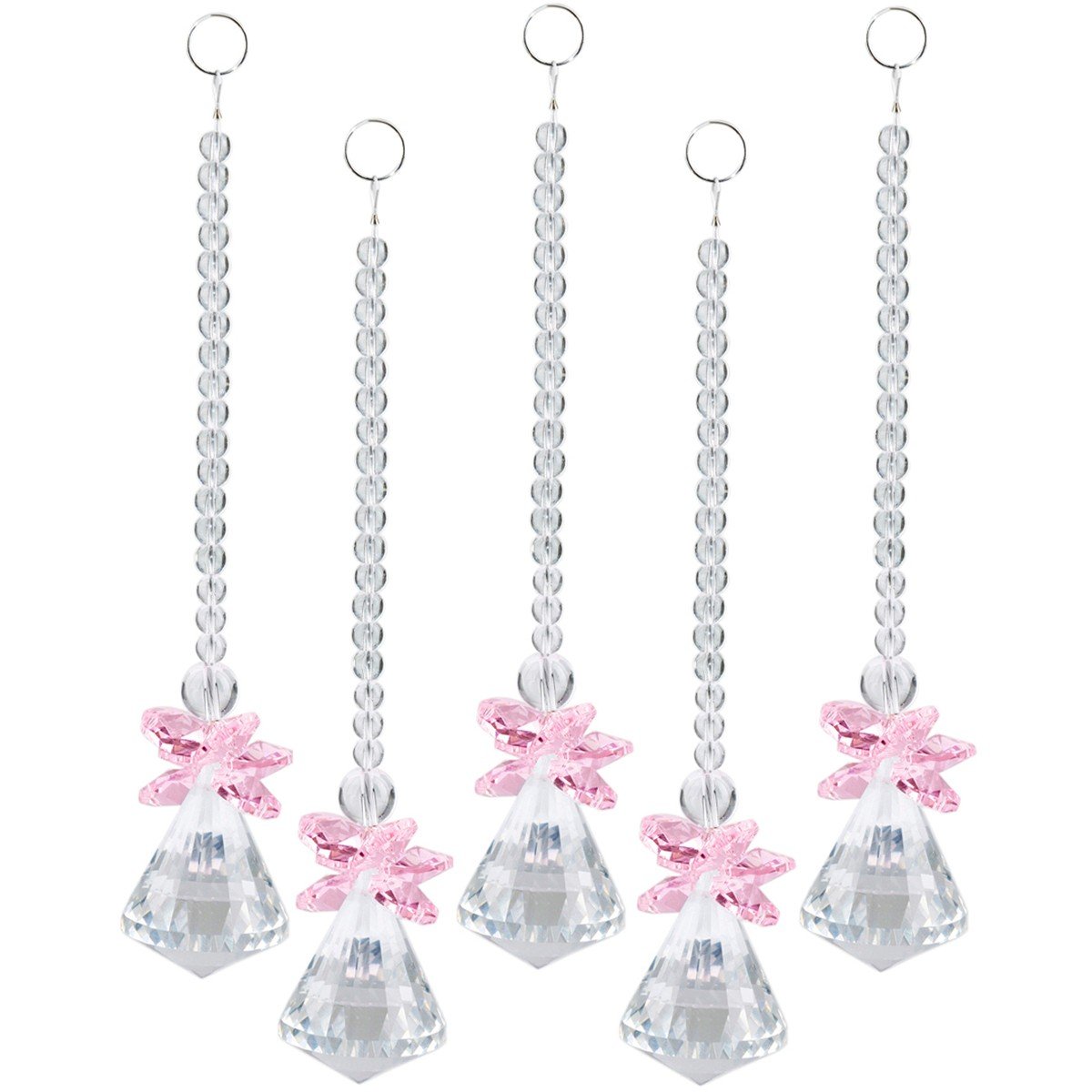 Attrape-soleil en cristal rose Rockcloud pour sapin de Noël et déco de mariage (pack de 5)