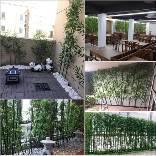 Lot de 5 arbres en plastique pour l'extérieur, plantes artificielles en bambou de 2 m de haut pour décoration extérieure, clôture de jardin, brise-vue et entrée de cour