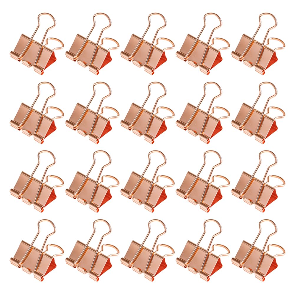 FSSTUD 100 Pcs 15mm Small Binder Clips Mini Paper Clamps Metal Document File Clamps Micro School Home Paper Clips Tiny Paperwork Clips for Office Business Supplies Rose Golden