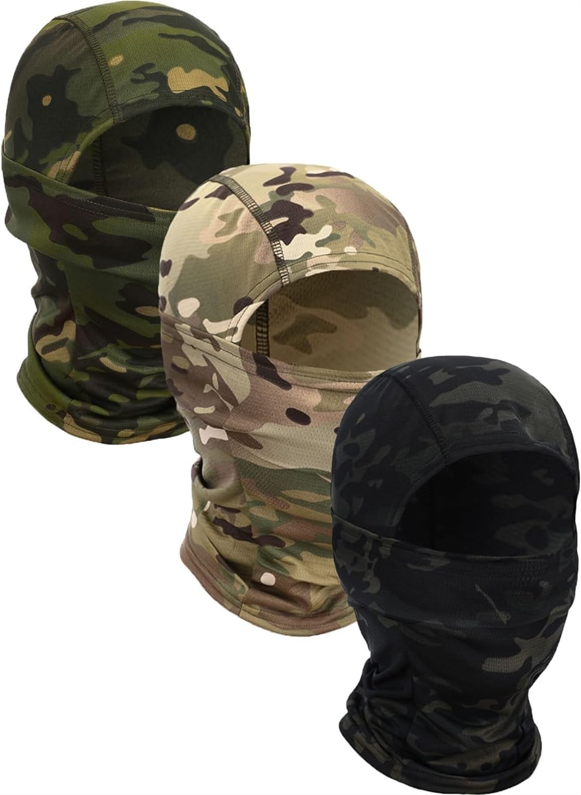 THE WHITE SHOP 3pcs,Military Camo Face Mask Bandana Balaclava Hood Headwear for Men Women Tactical Training Cycling Ski Wind-Resistant Hunting