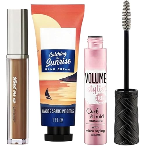 Curl & Hold Mascara (Black) + Hydrating Concealer (Café) – Makeup Bundle with Bonus Moisturizing Hand Cream (Mango & Citrus, 1 fl oz) – Vegan & Cruelty-Free