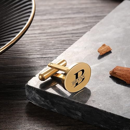 Miniatura 4 de Gemelos de hombre con nombre personalizado para hombres, gemelos personalizados con 26 letras iniciales del alfabeto, para esposo, a la moda,