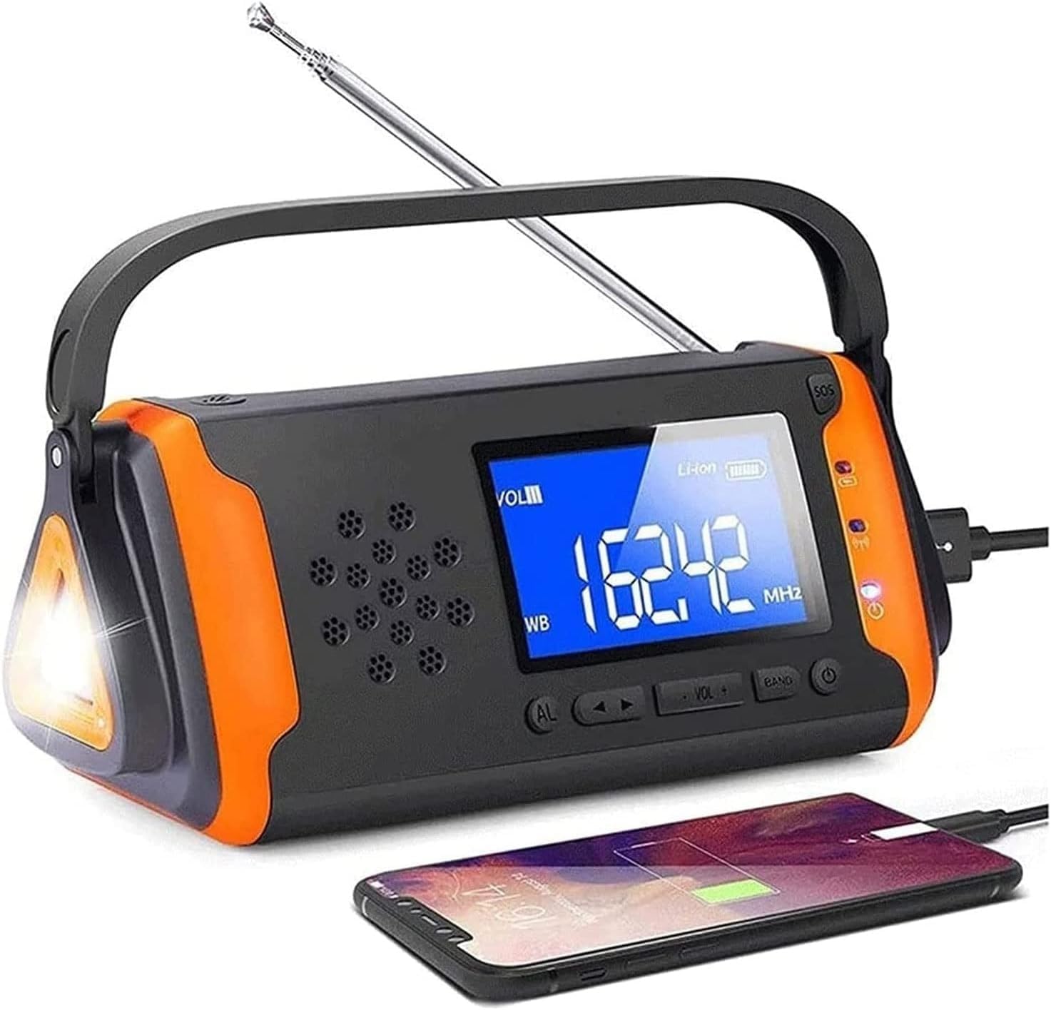 Emergency Weather Radio,4000mAh-Solar Hand Crank Portable AM/FM Weather Radio with Flashlight Cell Phone Charger