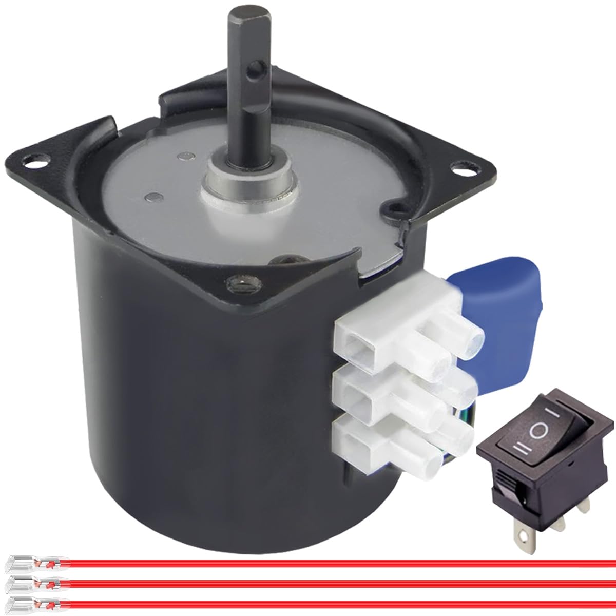 JYUDAUFU 60KTYZ Synchronous Motor 5RPM AC 220V CW/CCW Rotary Gear Shaking Permanent Magnet Motor with Bracket, 3-Position Switch, Spring Wire, for Electric Appliances/Stage Lamp/Automation/DIY/Test