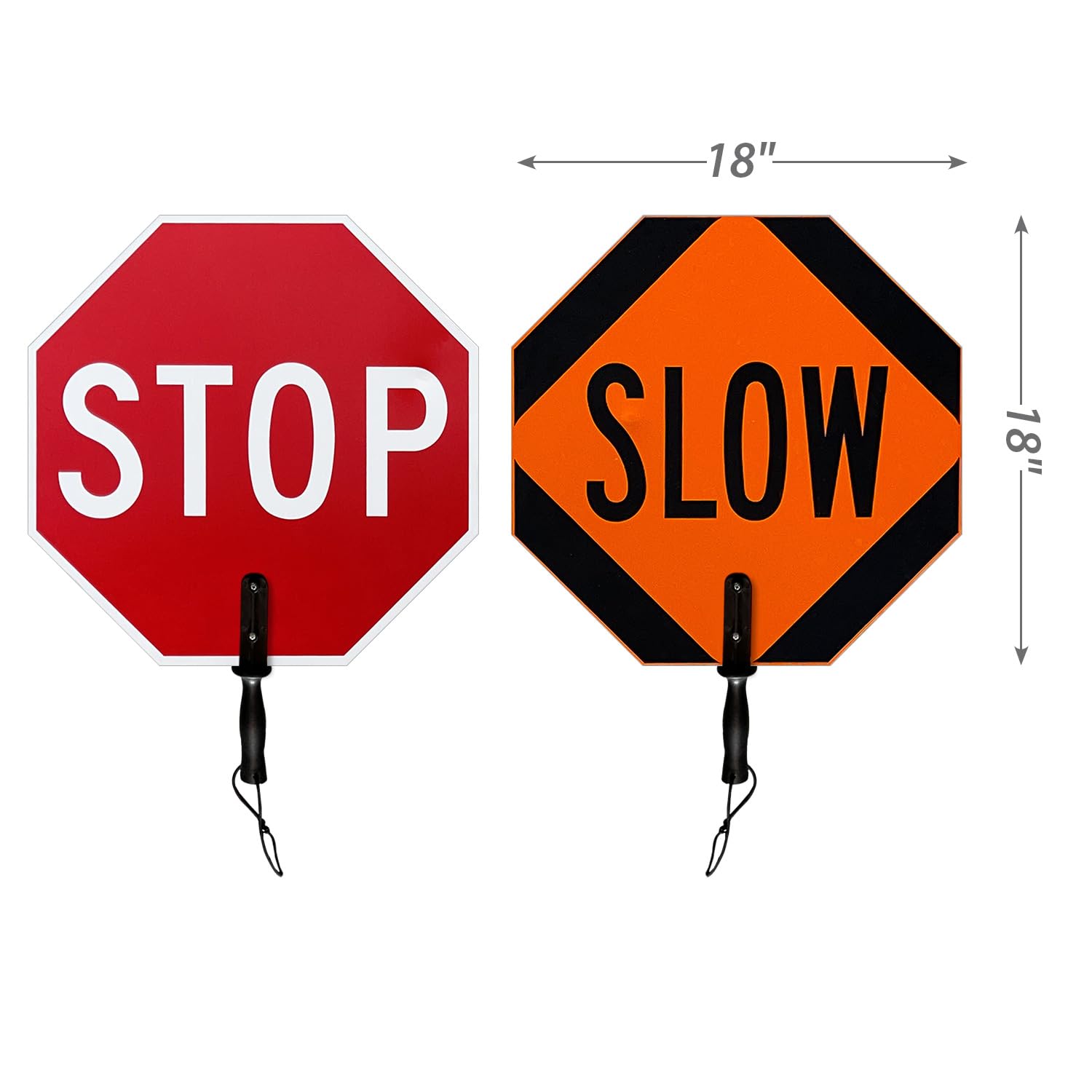 SmartSign 18 x 18 inch Handheld “STOP - SLOW” Paddle Sign with Handle (1-Pack), Double-Sided, Screen Printed, 120 mil Aluminum Composite, Multicolor, Made in USA — Amazon image 4