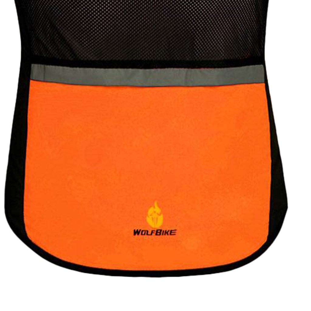 Unisex Reflective Bike Cycling Windproof Vest Running Sports Coat M Orange-image-2