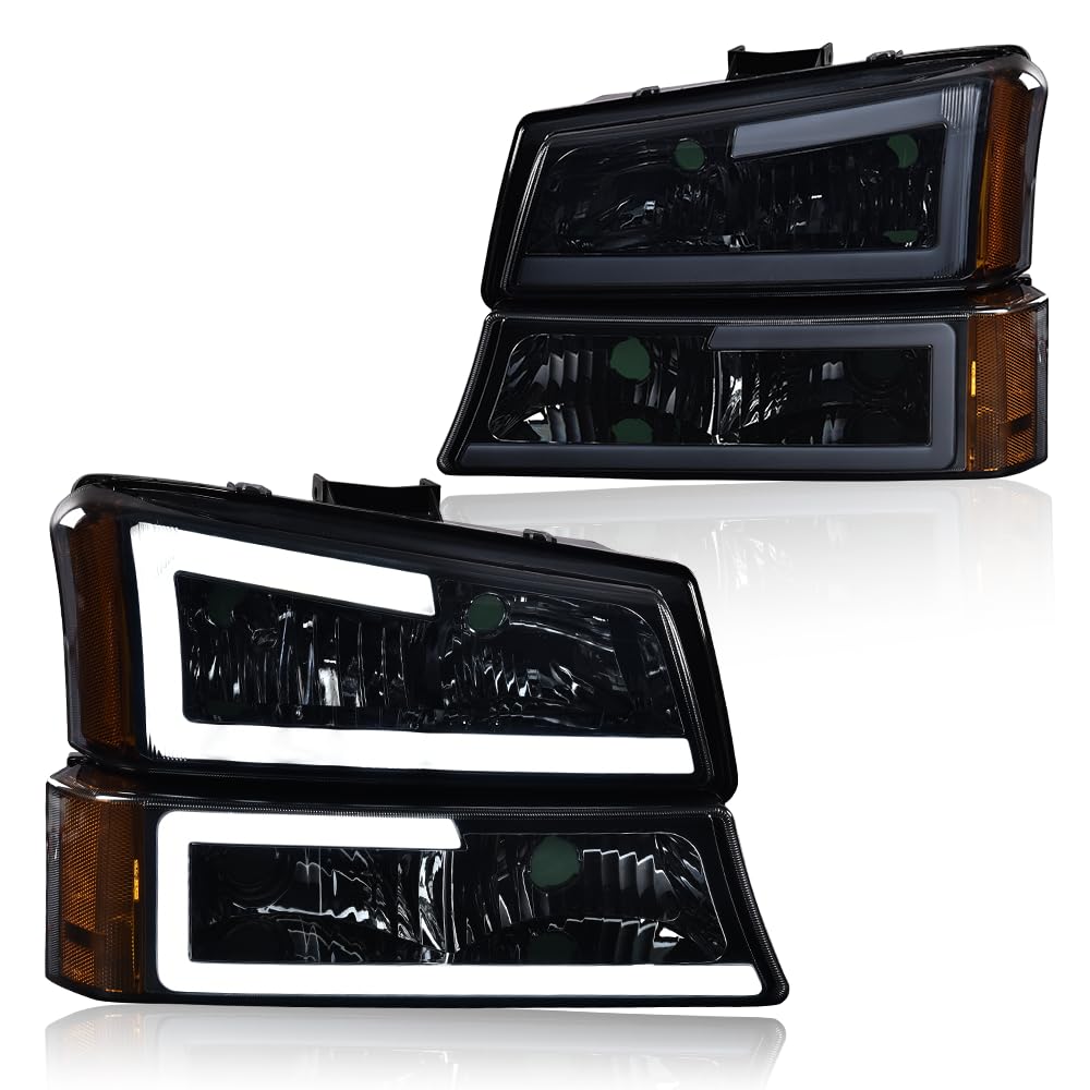 GRAND ORANGE LED DRL Headlight Fit Chevy Silverado/Avalanche 2003-2006