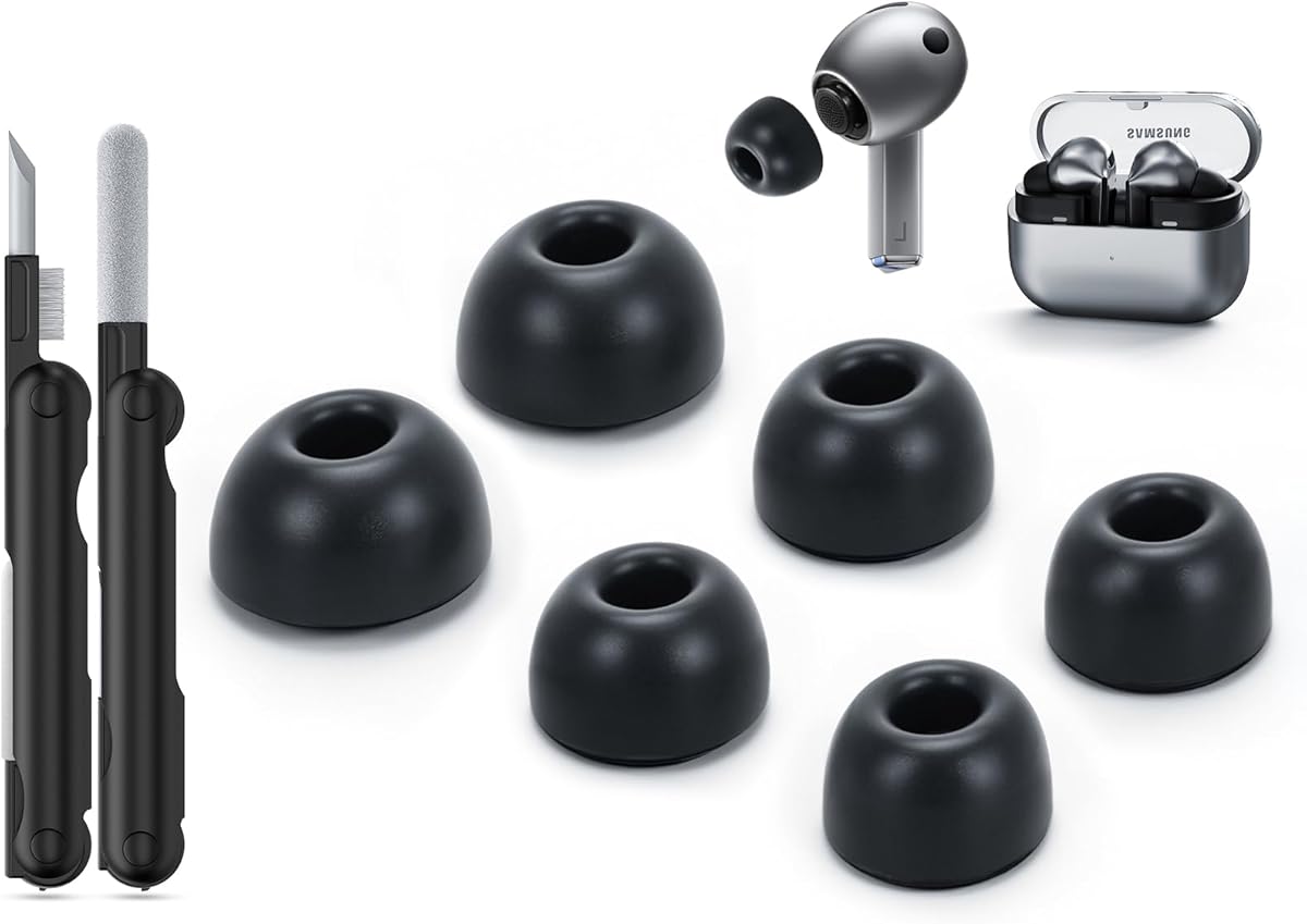 for Samsung Galaxy Buds3 Pro/Galaxy Buds4 Pro Replacement Ear Tips with Cleaner Pen,Silicone Ear Tips (3 Size S/M/L)-Balck