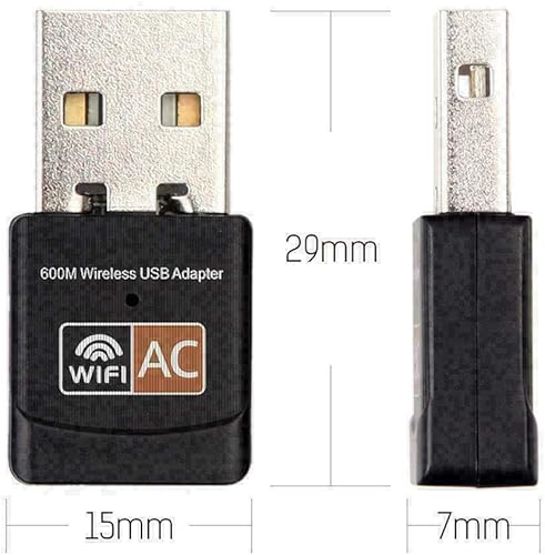Miniatura 3 de Adaptador WiFi USB, AC600 Mbps de doble banda 2.4/5 GHz Mini adaptador de red inalámbrico 802.11, compatible con PC de escritorio, portátil, MAC,