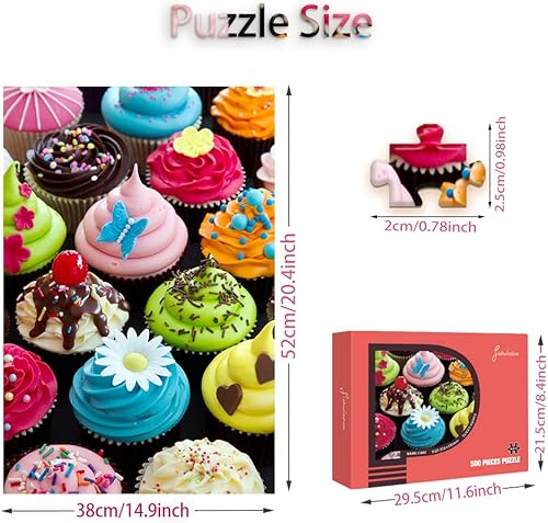Miniatura 4 de Rompecabezas surtido de 500 piezas de cupcakes para adultos y niños, idea de regalo de gran tamaño (cupcakes)