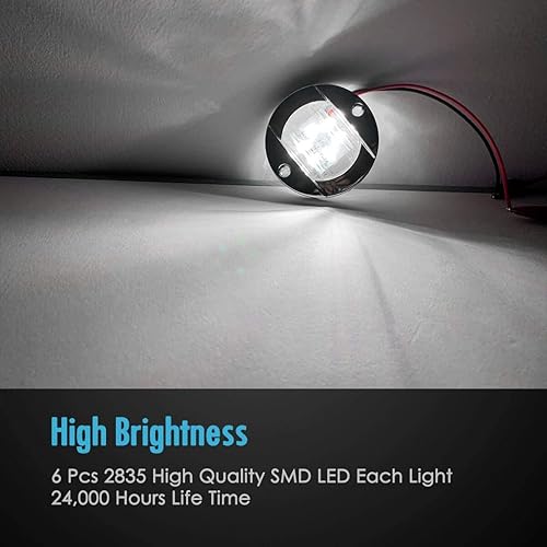 Miniatura 3 de Luces marinas blancas para barcos de cortesía de cabina de popa, luces LED de navegación de 3 pulgadas 6-2835-SMD LED de 12 V, lente transparente
