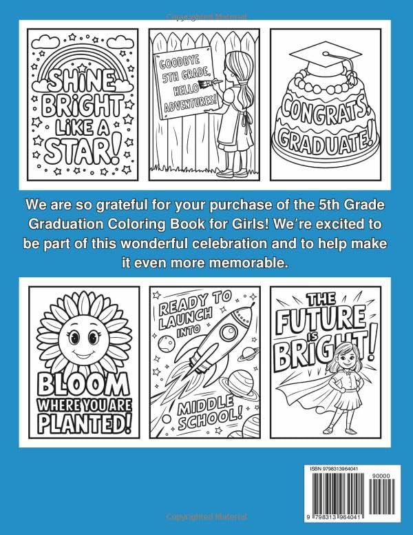 5th Grade Graduation Coloring Book for Girls Dream Big, Shine Bright and Celebrate!: 41 Inspiring Color Pages and Fun Activities for Fifth Grade Graduates - The Perfect Keepsake! - Image 2