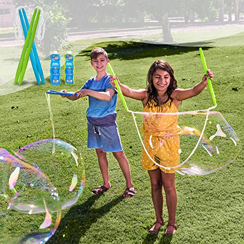JOYIN 4 Big Bubble Wands Kit: 2 Giant Magic Bubble Wands, 2 Bubble Concentrate Solutions(24 Oz Total), Summer Bubble Party Favors, Yard Games, Outdoor Toys for Kids, Toddlers, Boys, Girls