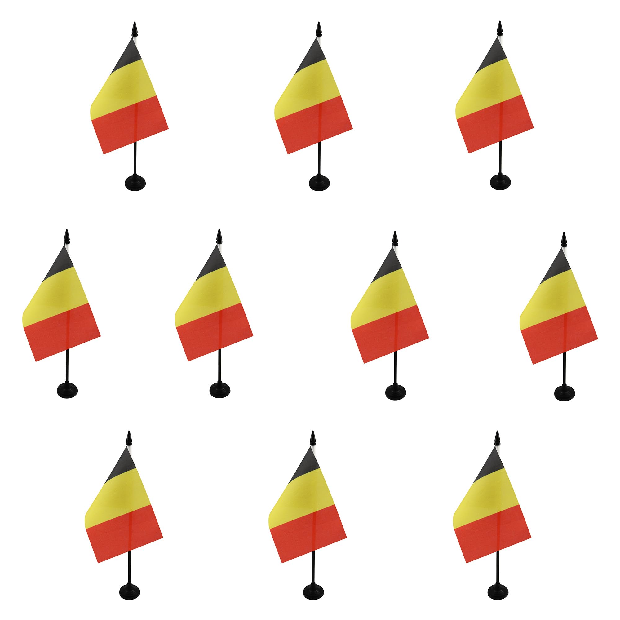 AZ FLAG Pack of 10 Belgium Table Flags 4x6 in 100D Polyester Plastic Base