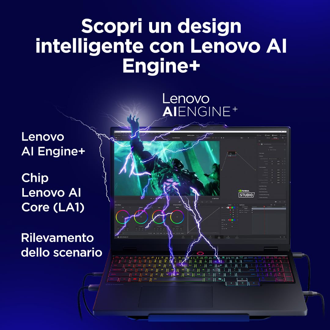 Lenovo Legion 5 Gaming Laptop - Display OLED WQXGA 15" 165Hz, Nvidia GeForce RTX 5070 8GB, Intel Core i7-14700HX, RAM 32GB, SSD 1TB, Windows 11 Home, Tastiera RGB italiana - Eclipse Black