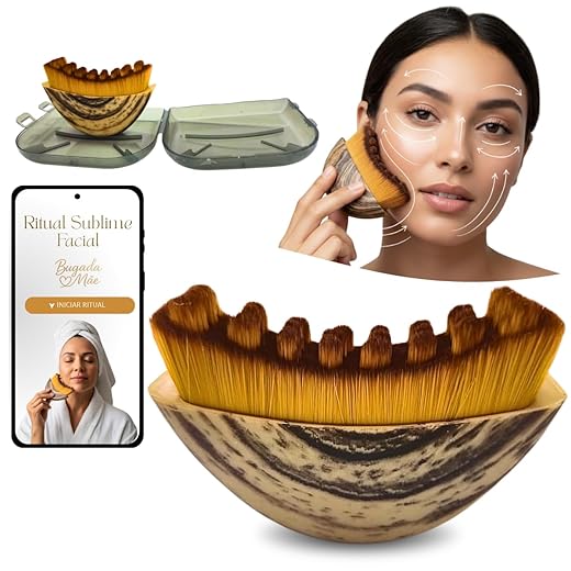 Escova Facial para Drenagem Linfática Massageadora Lifting – Reduz Inchaço do Rosto, Define Contorno e Mandíbula, Estimula Circulação – Cerdas Ultra Macias, Uso Diário ou Spa – Ritual Sublime Facial com Guia Exclusivo