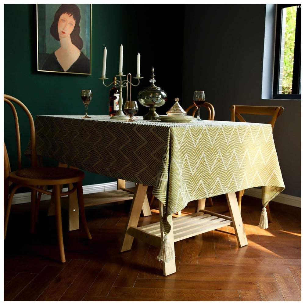 WLI Tischdecke Rechteck, 110x145cm, Gelb Faltenfreie waschbare Tischdecke, Dekoration Tischdecke für Küche Dinning Indoor Party