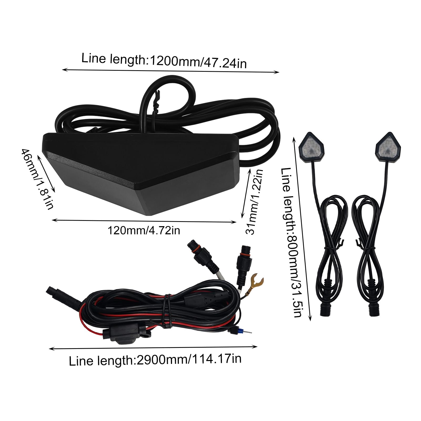 de detección de Sensor de Puntos Ciegos,Sensor de Monitor de Radar de Puntos Ciegos Traseros,Advertencia LED de Puntos Ciegos para Motocicletas 65.62 pies | Kit de detección de