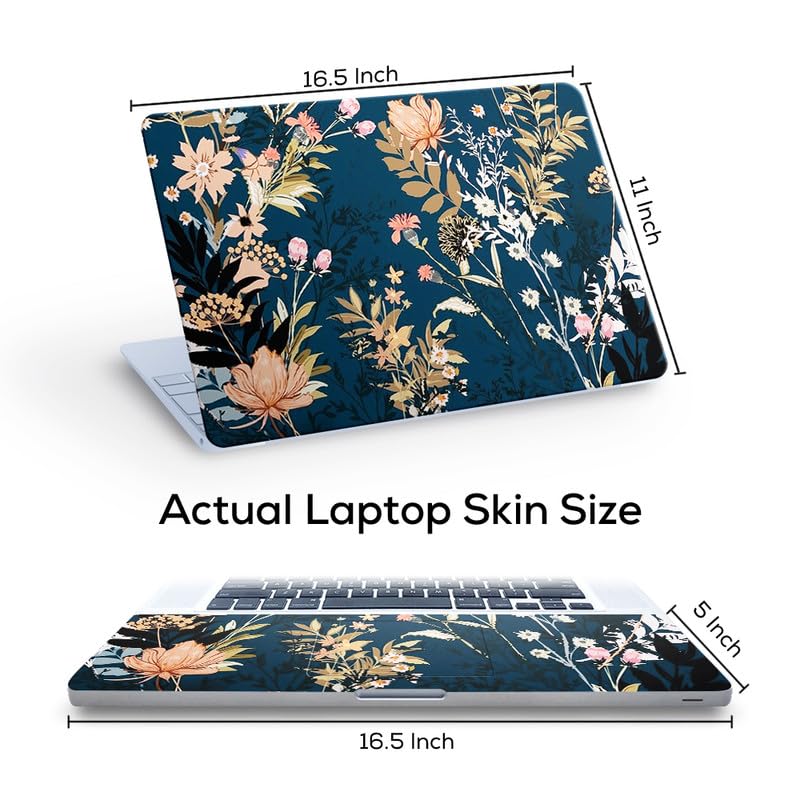Image of Floral D36 Top+Wrist Pad Vinyl Laptop Skin /Sticker /Cover for 17 to 17.3 Inches Laptops Laminated-Removable-HD Quality Compatible for Hp-Dell-Sony-Lenovo-Asus etc.(16.5x11 Inches)