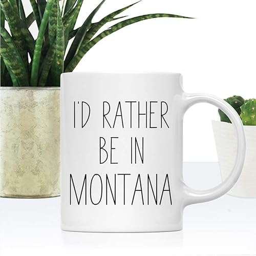 Miniatura 2 de Andaz Press Taza de café de 11 onzas con texto en inglés "I'D Rather Be In Montana", 1 paquete, para estudiar en el extranjero, para cumpleaños,