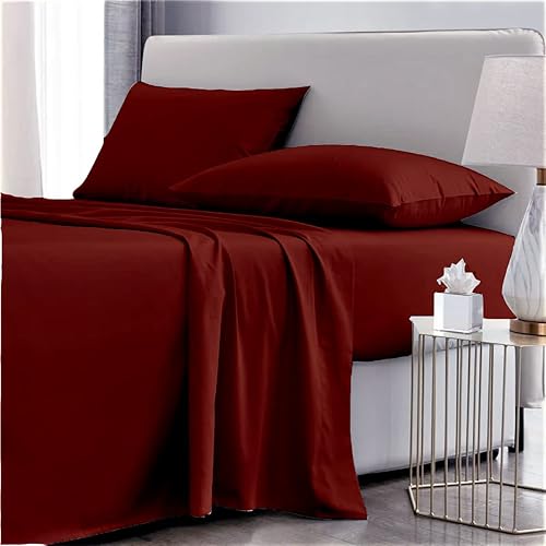 Miniatura 8 de Juego de ropa de cama de 800 hilos, 4 piezas, 100% algodón egipcio, color blanco, tamaño Queen, juego de ropa de cama de algodón de fibra larga