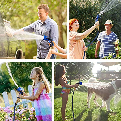 50ft Garden Hose Expandable Water Hose with 10 Function Nozzle, Leakproof Expanding Flexible Outdoor Yard Hose with Solid Brass Fittings, Extra Strength 3750D Durable Car Wash Hose Pipe