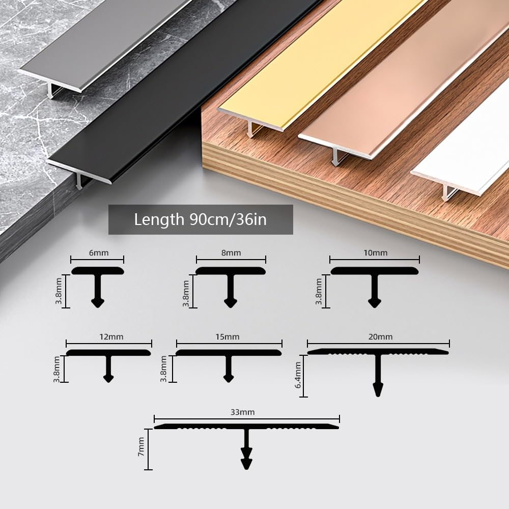 3 PCS Barre De Seuil, Profilé De Transition en Alu Bande De Séparation pour Sol pour Portes, Seuil Stratifié, Transition Moquette Et Carrelage(Rose Gold,1 3/10 in/33mm)