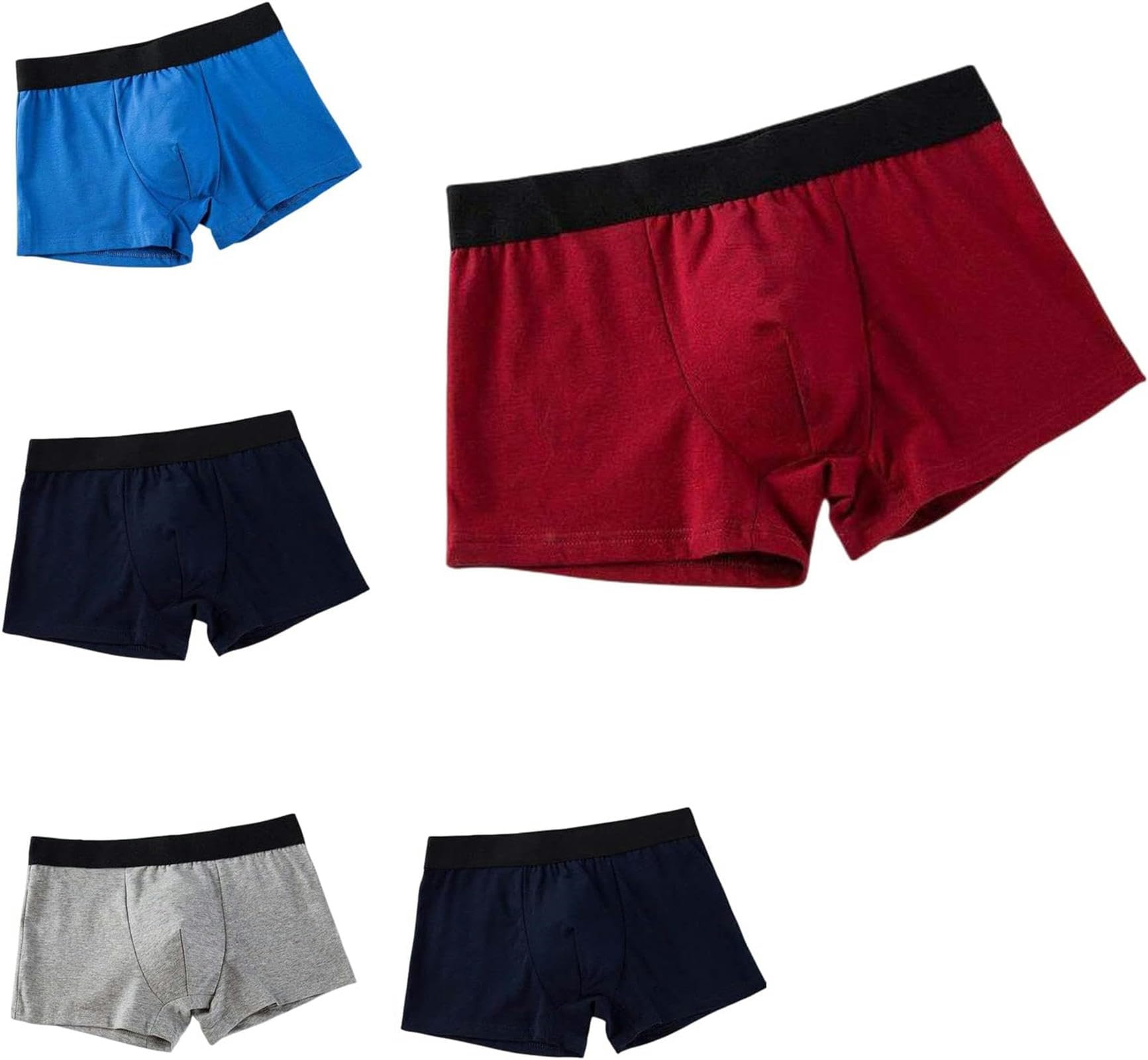 Boxer Uomo Shorti Maschi di Cotone per Cotone per Cotone A Colore Solido da 5 Pacchi Pantaloni da Uomo di Grandi Dimensioni-XXL-Gray 5pc