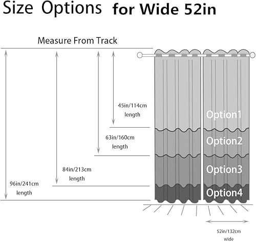 Miniatura 6 de Homeideas - Cortinas opacas de 52 x 63 pulgadas de largo, juego de 2 paneles de cortinas para oscurecimiento de habitación, térmicas, con ojales,