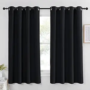 NICETOWN Black Out Curtains 63 inch Long - Grommet Thermal Insulated Modern Room Darkening Window Treatments Soundproof Drape for Bedroom/Nursery, W52 x L63, 1 Piece