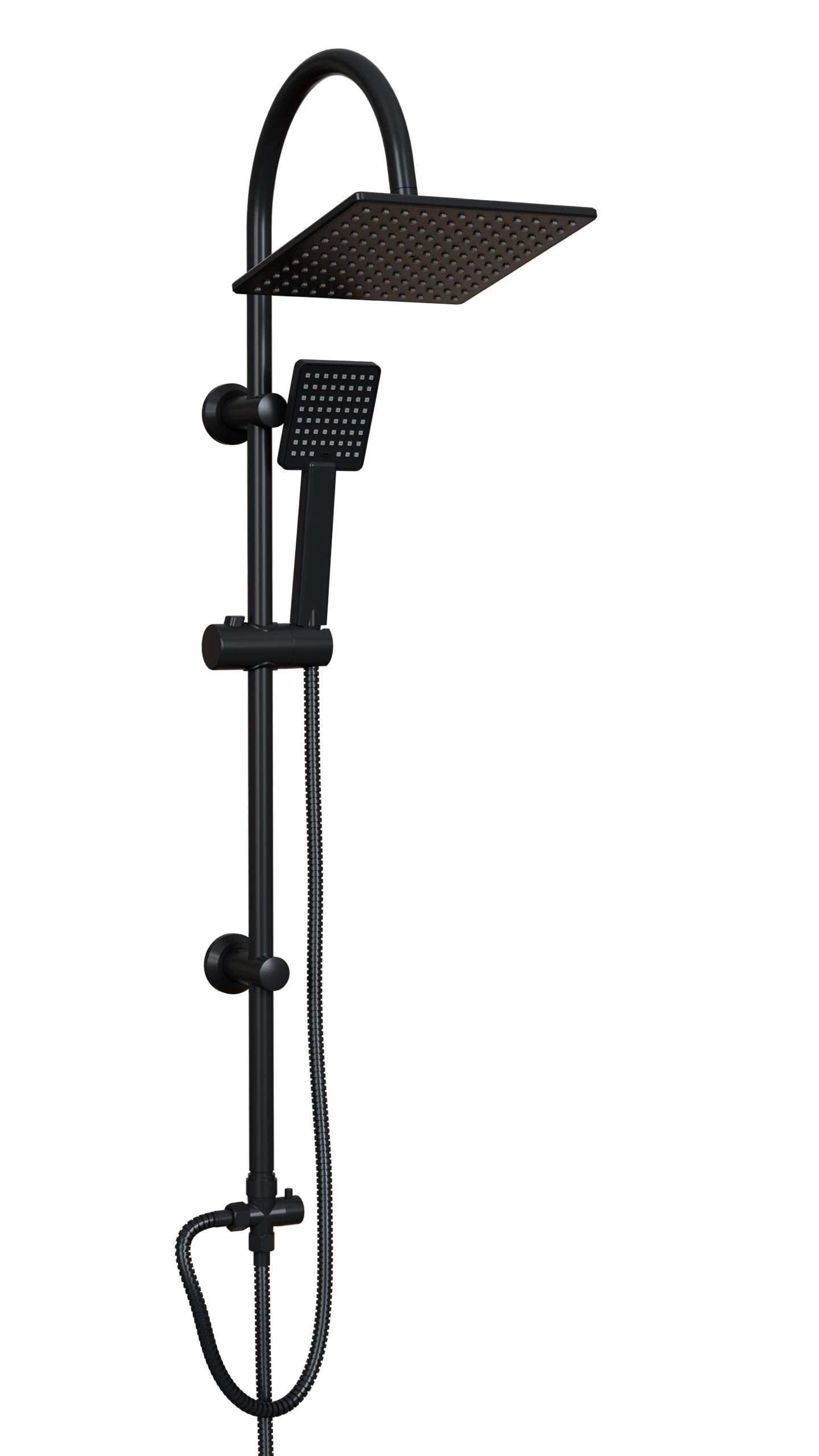 Marco Mammoliti | Colonna Doccia Boca con Deviatore 2 Funzioni, Soffione Rettangolare, 96x43x20cm, Nero
