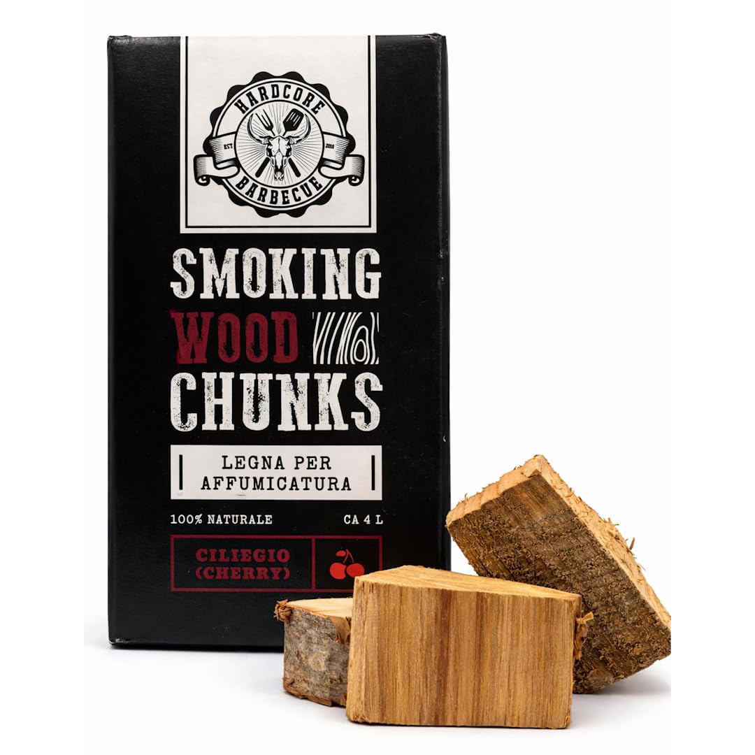 BBQ Chunk CILIEGIO - Cherry - Legna per affumicatura Hardcore Barbecue - Pezzi di Legno per affumicare - Circa 1.5 kg
