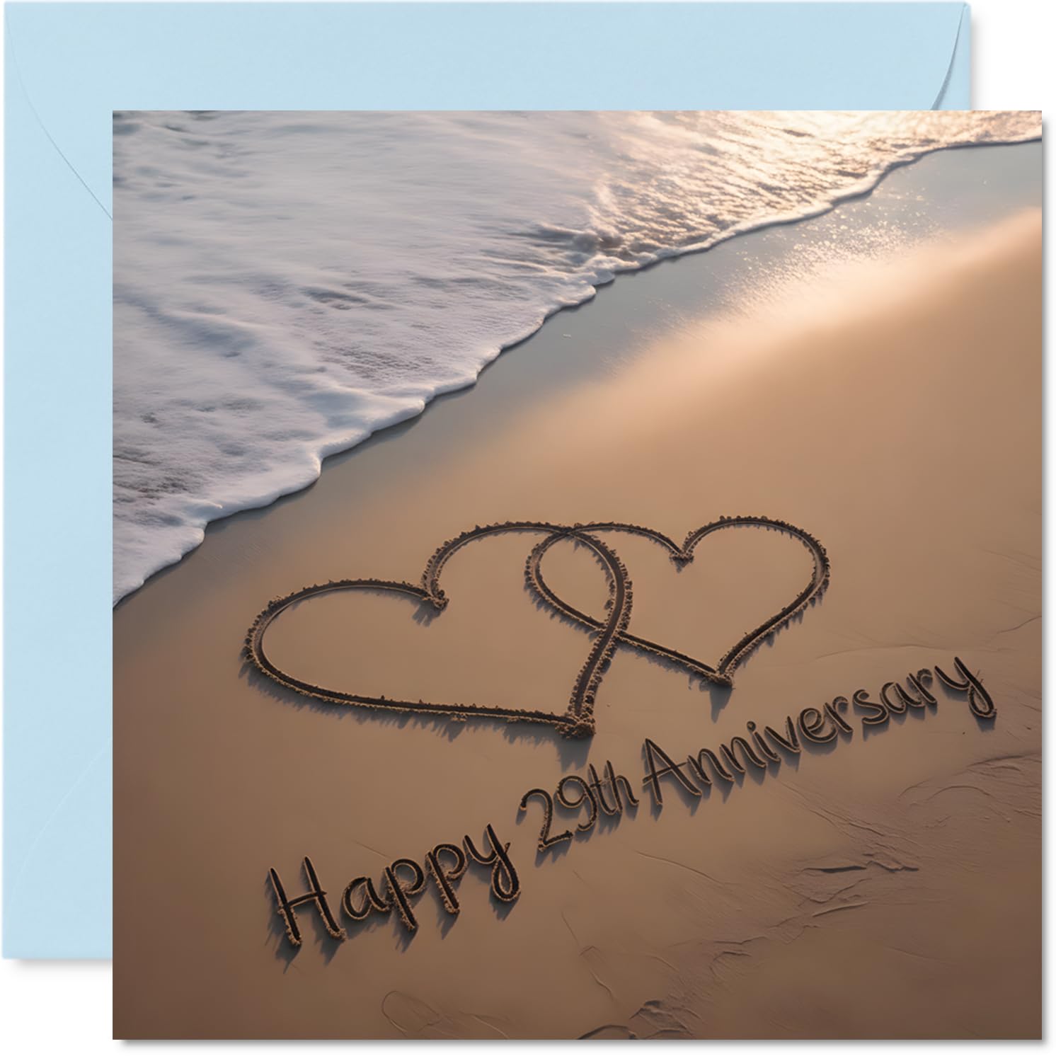 29th Anniversary Card for Women and Men, Love on the Ocean Shore