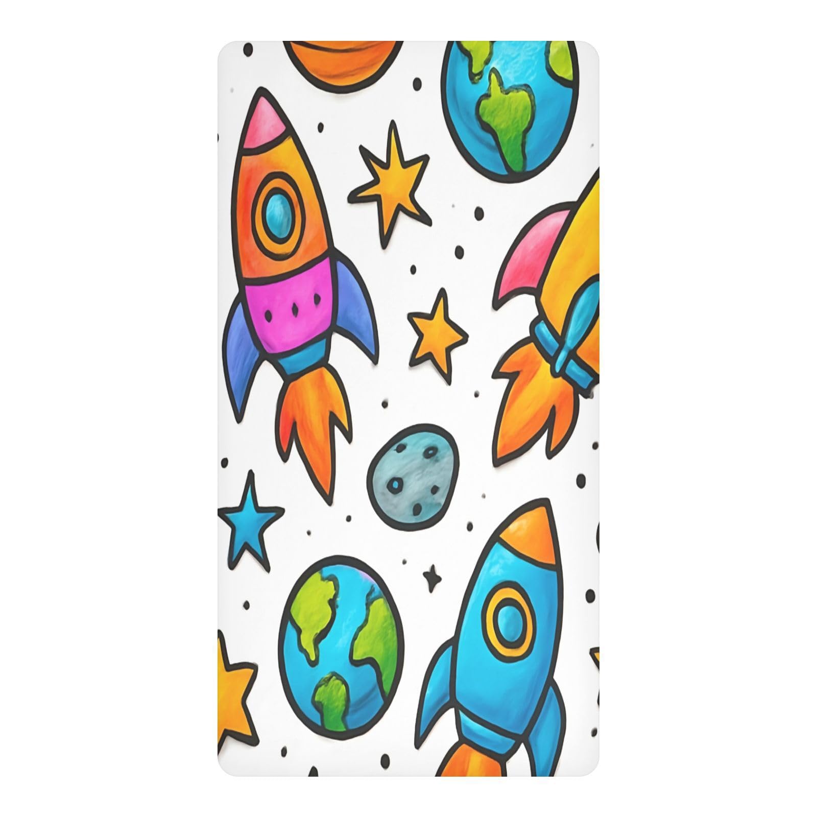 JiangGgen Cartoon Planet Baby Crib Sheet Soft Breathable for Standard Crib-M
