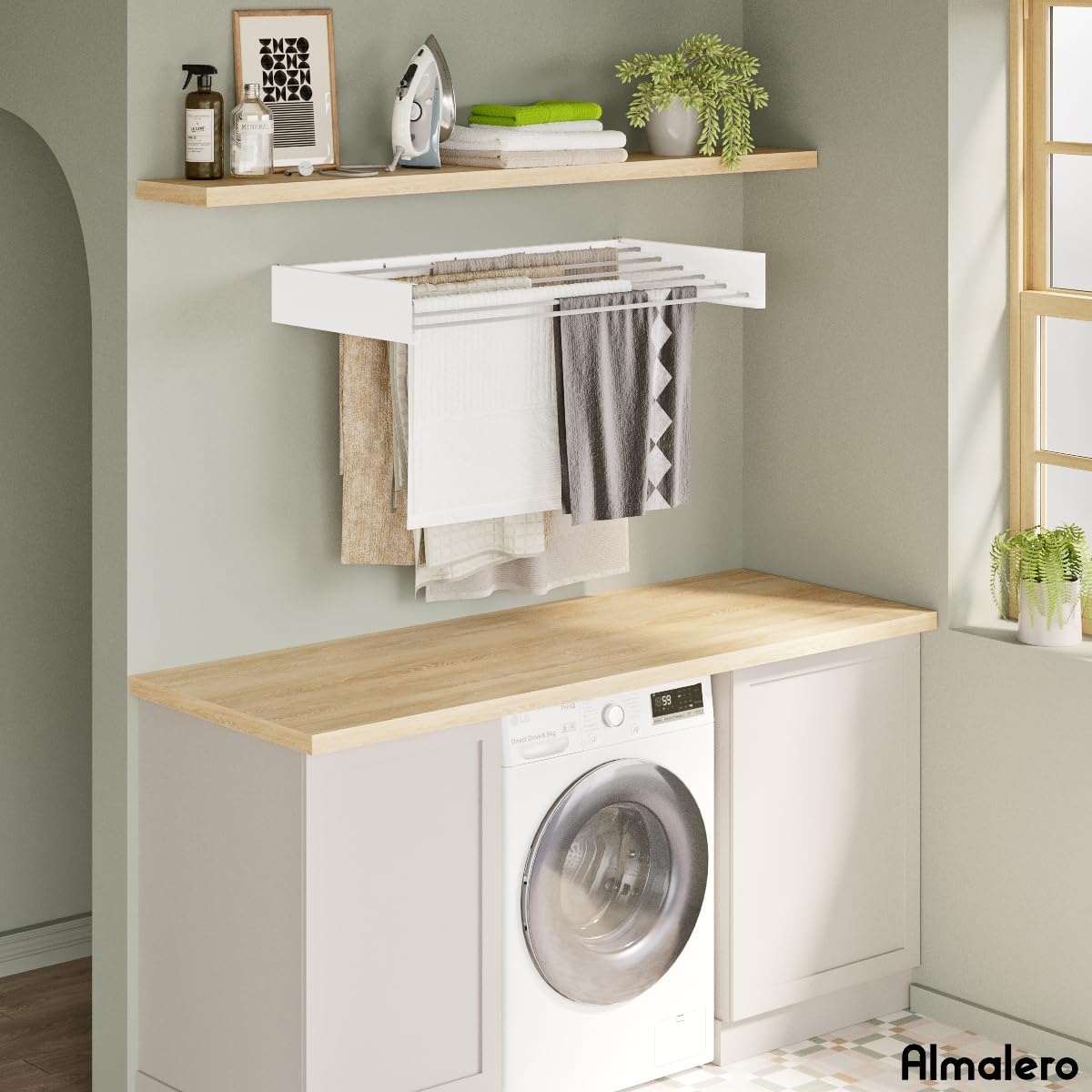 Tendedero Plegable de Pared - ANTIOXIDANTES- Tendedero - Tentedero Pared - Exterior e Interior - Tendederos Plegables - Calidad - 6 Barras - Carga Total 27 Kg - Blanco 100 Cm