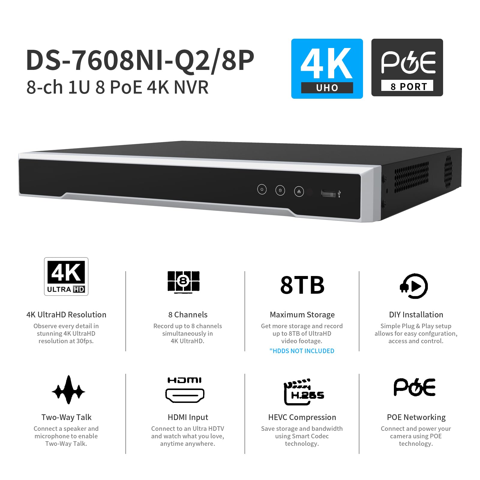 Amazon.com : DS-7608NI-Q2/8P 4K 8-ch PoE 8 Channel NVR Network