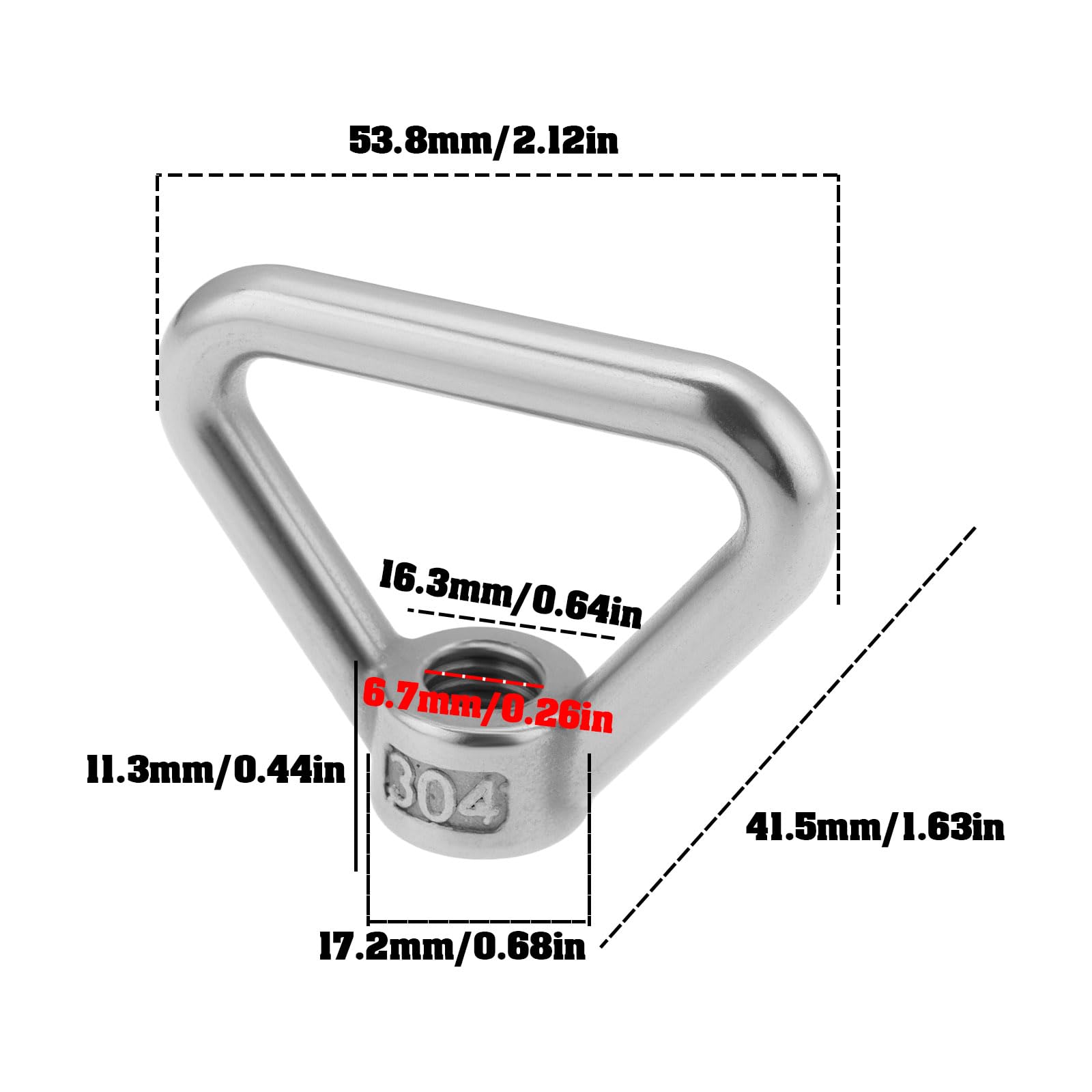 Create idea 6Pcs M10 Lifting Eye Nut 304 Stainless Steel Triangle Ring Shape Nut Threaded Nuts - Image 4