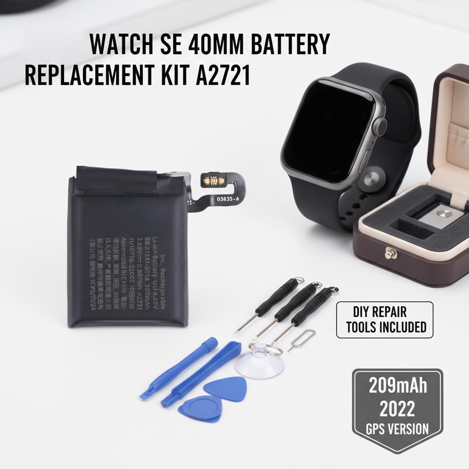 Capacità 209 mAh batteria di ricambio per orologio SE40mm con set di cacciaviti incluso Batteria di ricambio Smartwatch