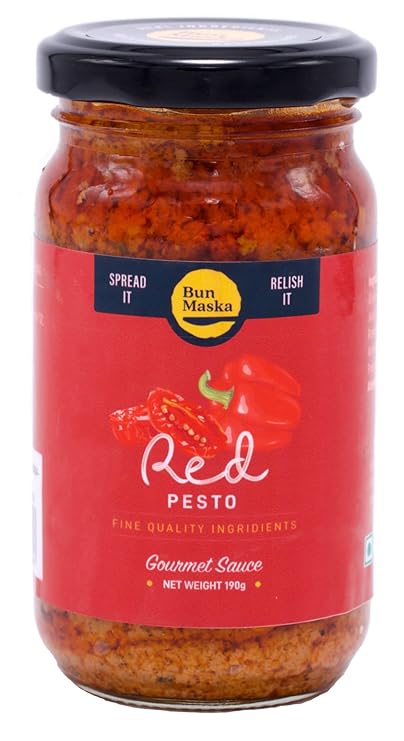 Red Pesto Sauce | With Goodness of Fresh Sun Dried Tomato | Slow Roasted Red Peppers Pasta Sauce | Transform to an Italian Chef | Healthy | Perfect as Cooking Sauce, Dip or Marinade (190g)