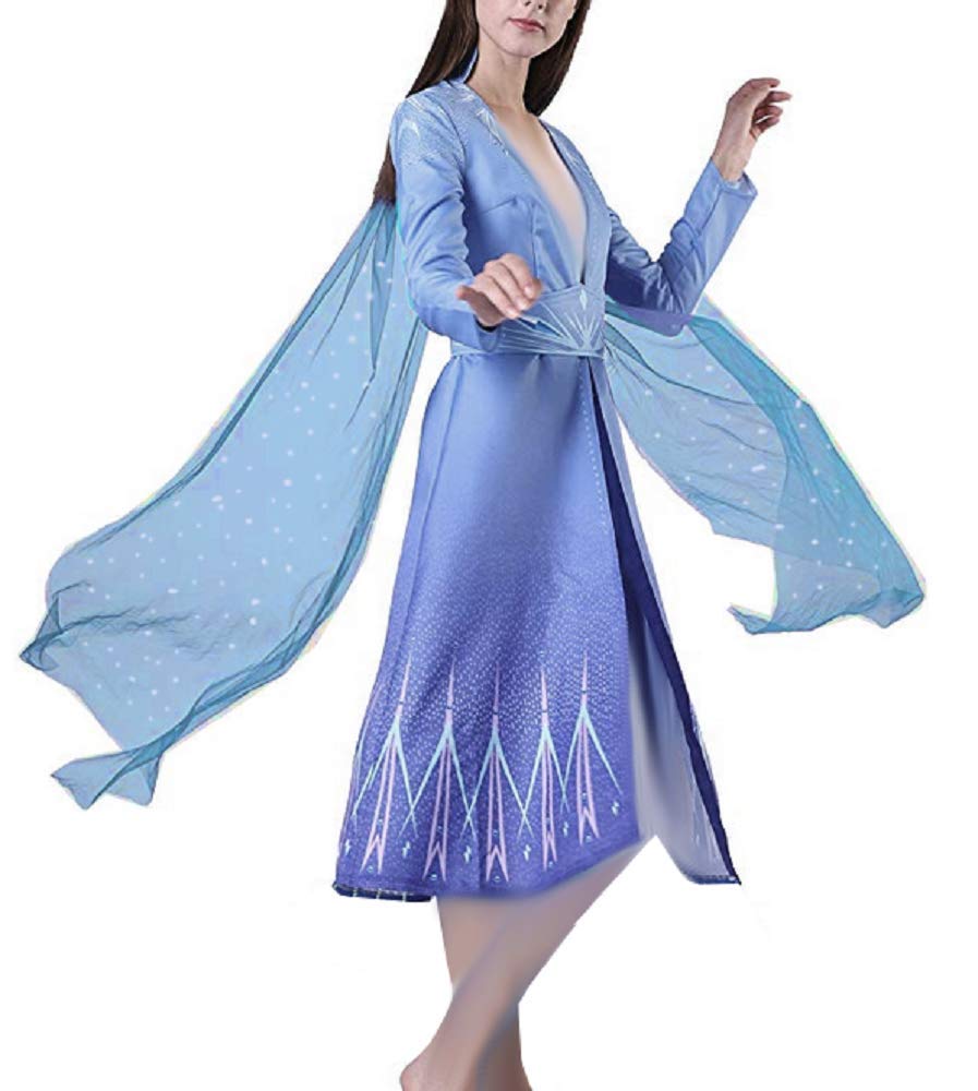 Kostium Elsa kobiety - dziewczynka - karnawał - przebranie dla dorosłych - Halloween - Deluxe - płaszcz - Boże Narodzenie - kreskówka - niebieski kolor - rozmiar L Cosplay