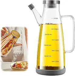 Generic Garrafa dispensadora de óleo com bico sem gotejamento - Dispensador de óleo de vidro de 1000 ml - Cozinha, churrasqueira, fritadeira a ar, fritura - Utensílios de cozinha